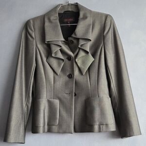 NWOT, ESCADA WOOL SILK ZILVER DARK GREY BLAZER, SIZE, S